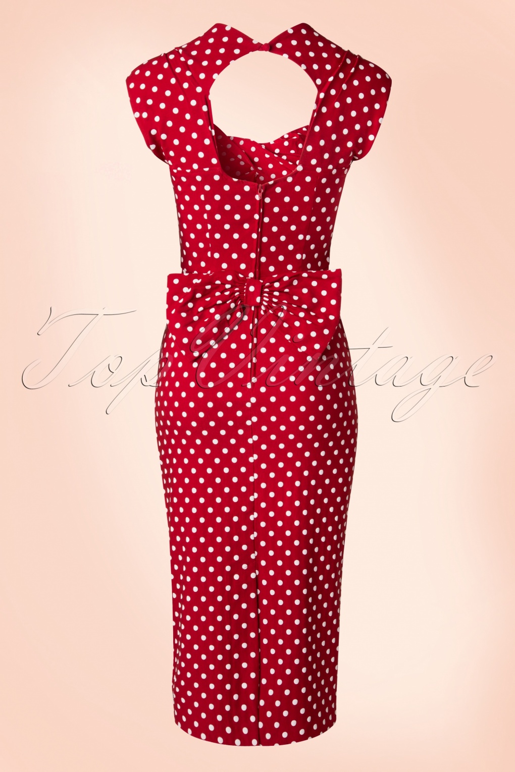 S Love Polkadot Bow Pencil Dress In Red