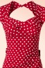 50s Love Polkadot Bow Pencil Dress In Red