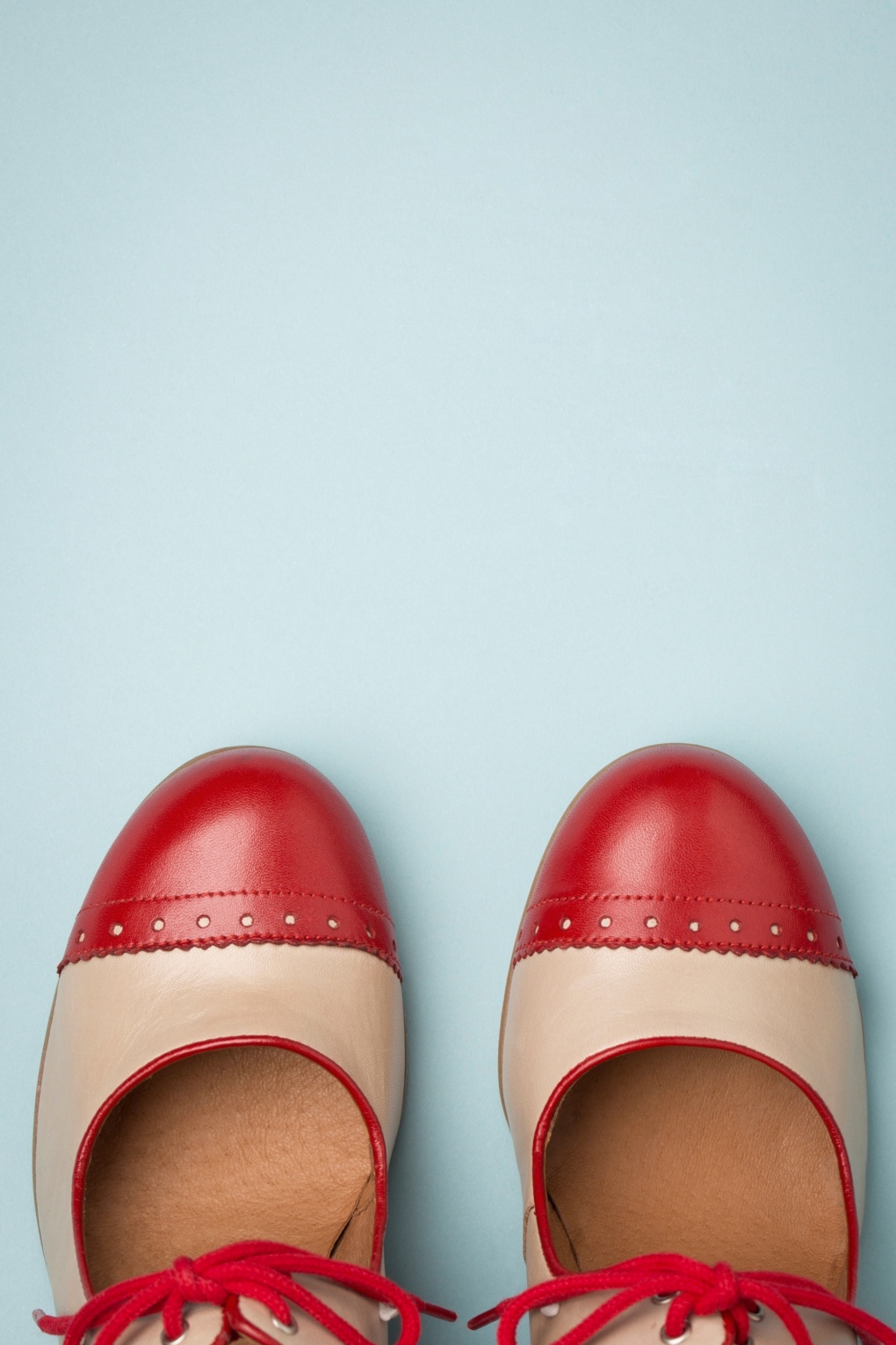 60s Margot Leather Pumps In Red And Beige