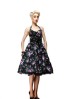 S Retro Halter May Day Black Swing Dress