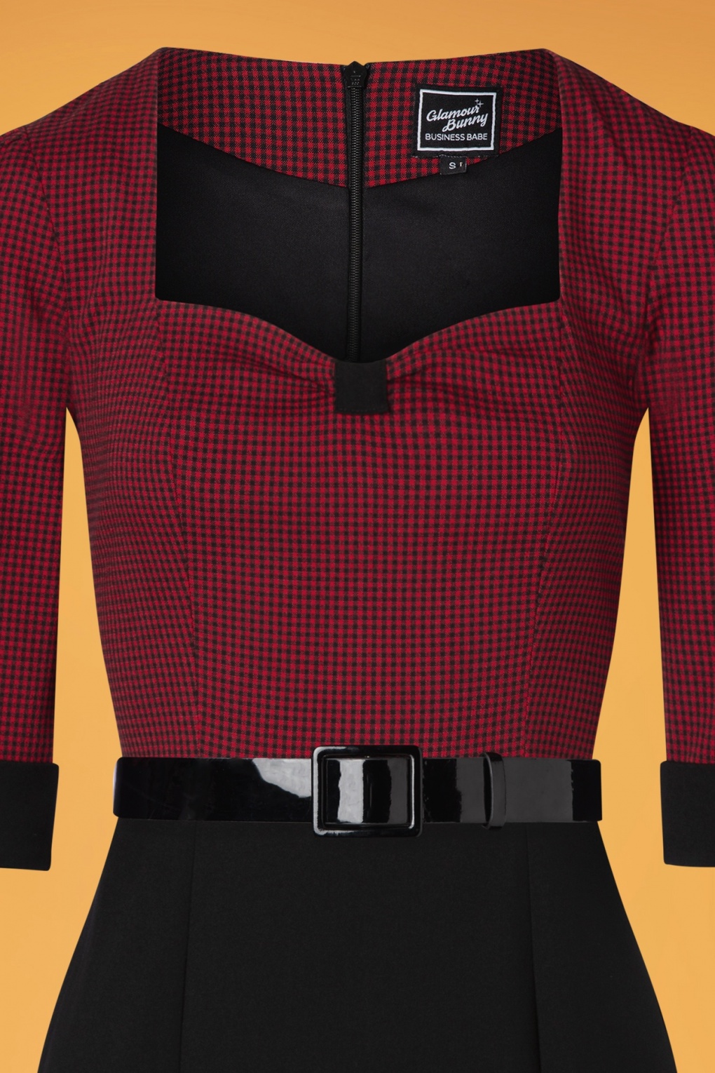 Glamour Bunny Business Babe Sammy Pencil Dress In Black And Red Gingham