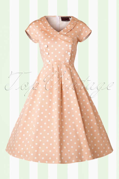 S Josephine Polka Dot Swing Dress In Peach