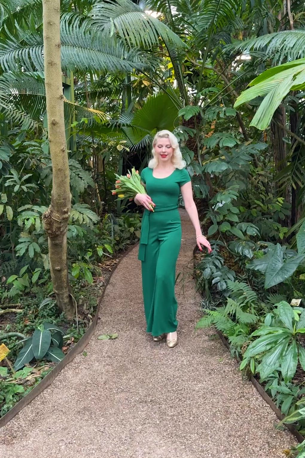 Vintage Chic for Topvintage - Cynthia jumpsuit in smaragdgroen 5