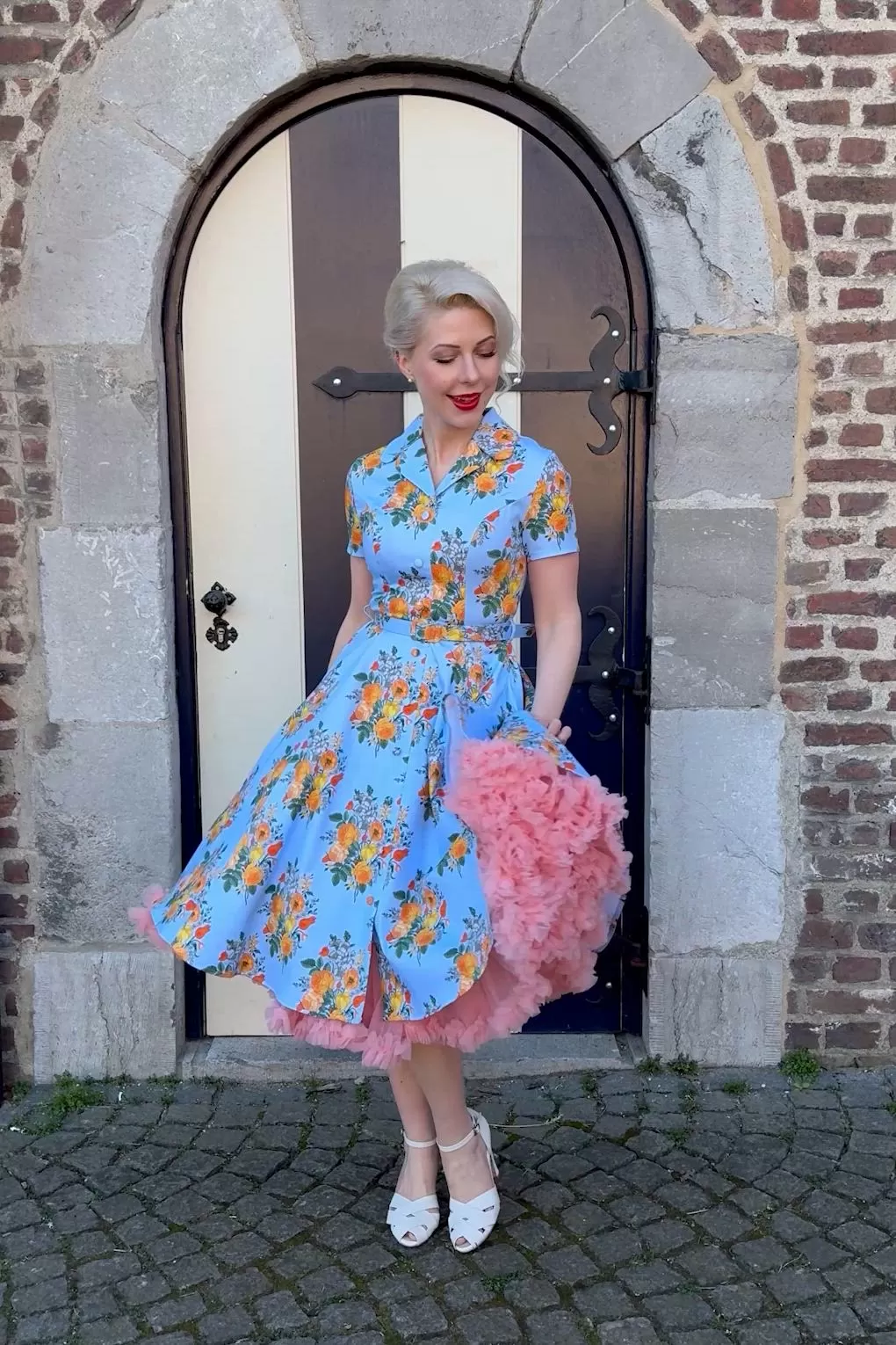 Robe Fleurie Fille Blue Vanilla - Taille XS - Bleu, Vanille, Rose Et Blanc - Sans Manches