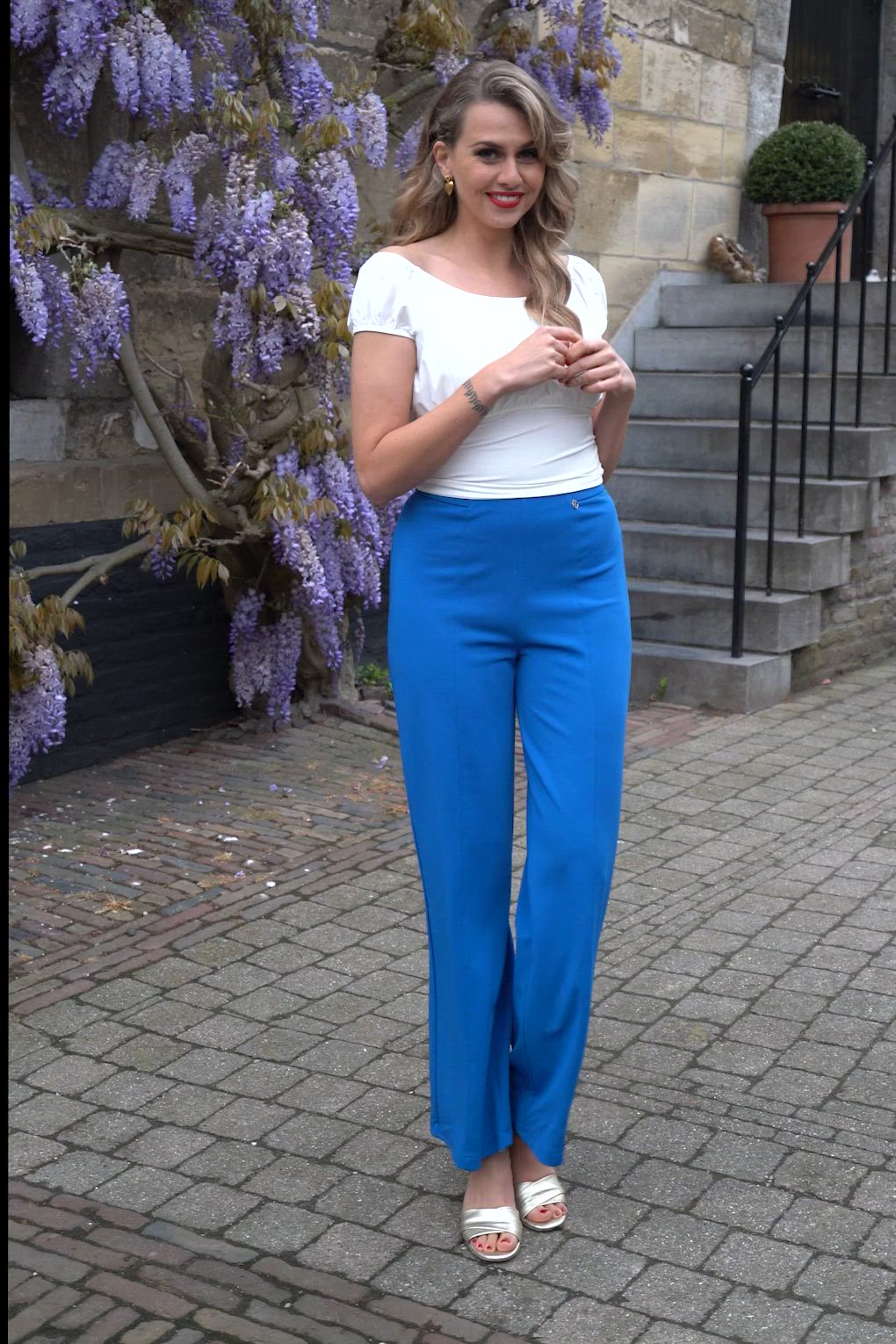 Smashed Lemon - Norah pantalon in kobalt blauw 3