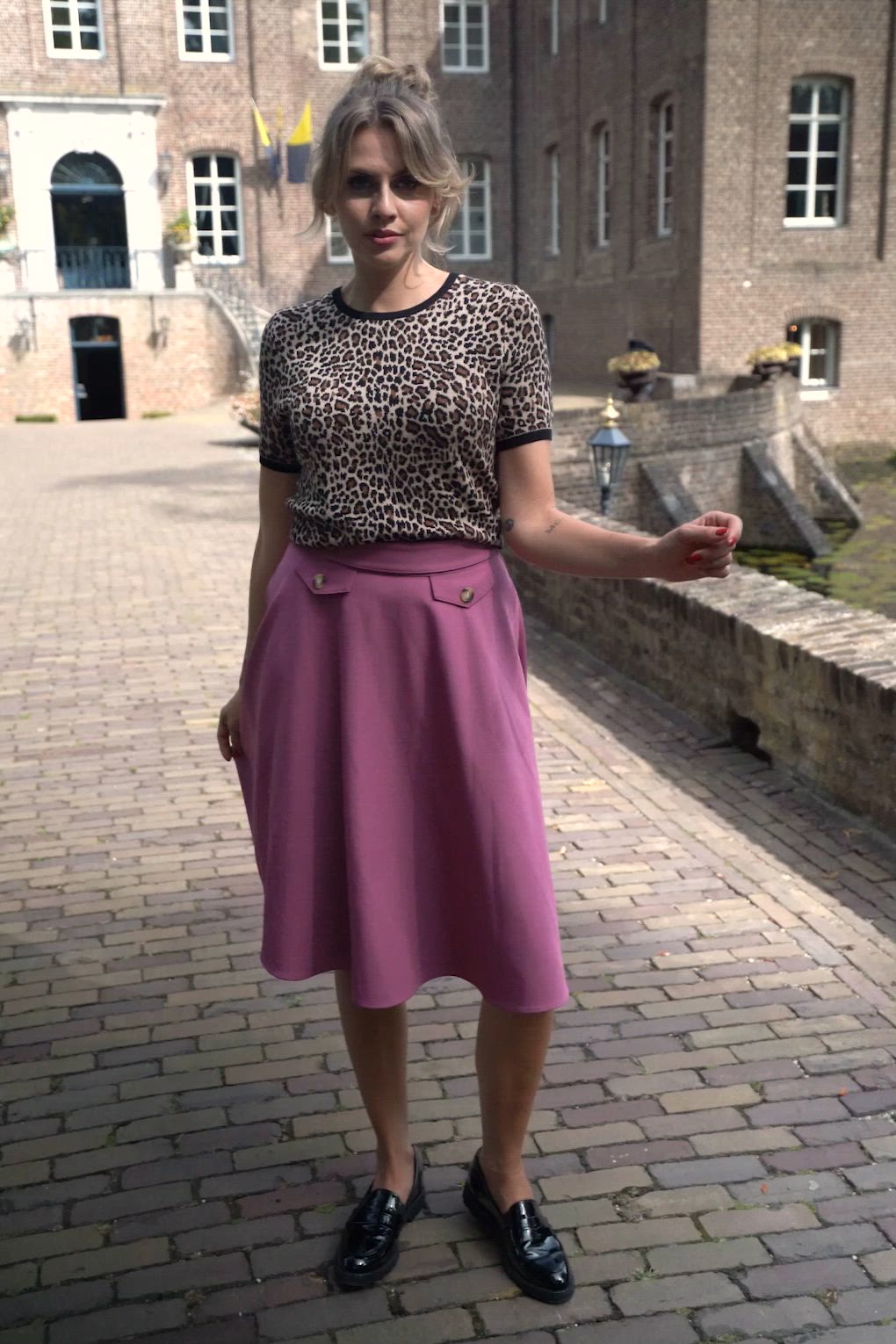 Banned Retro - Lucia swing rok in orchidee roze  3