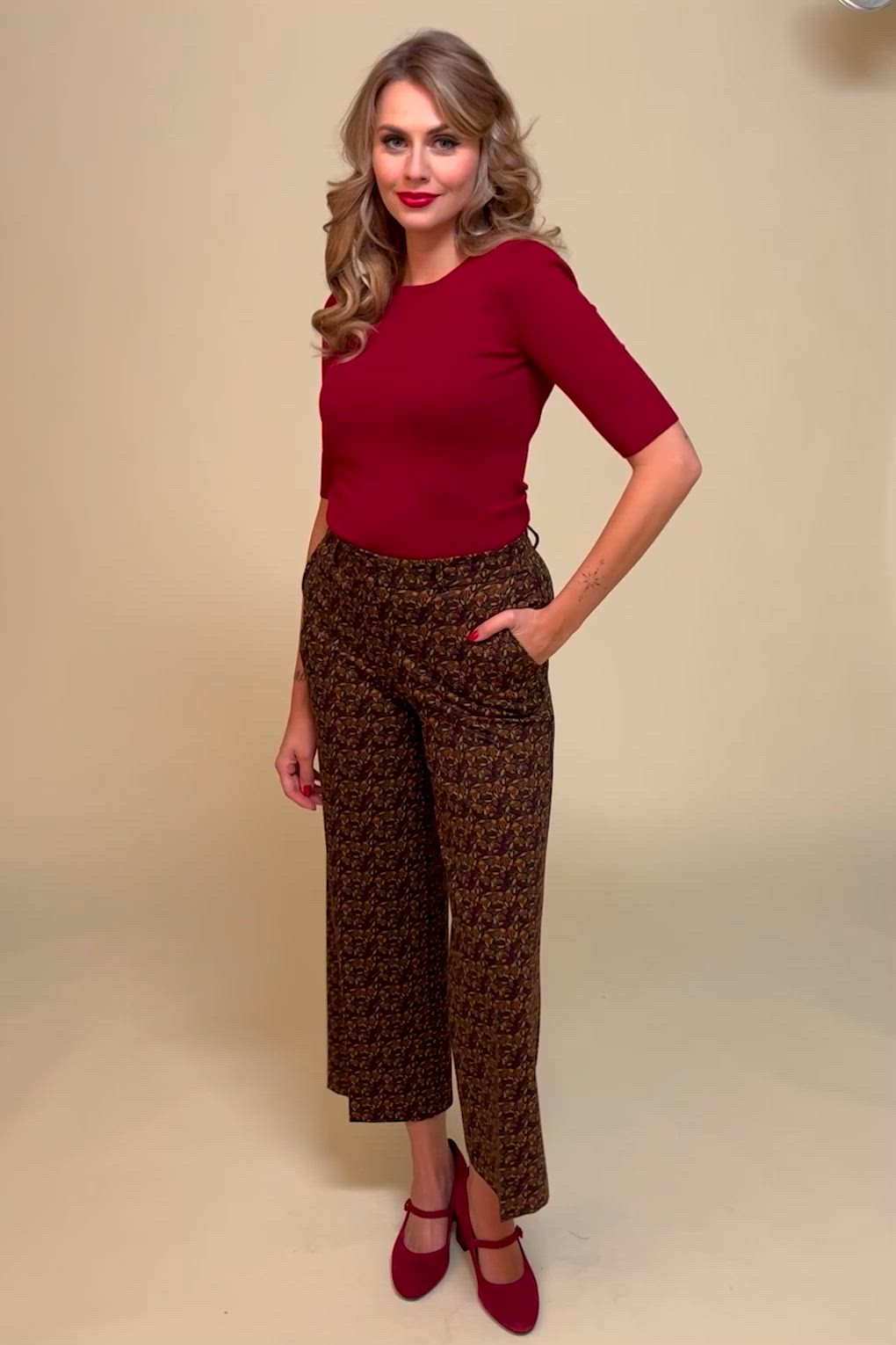 King Louie - Federica Mirth pantalon in cabernet rood 3