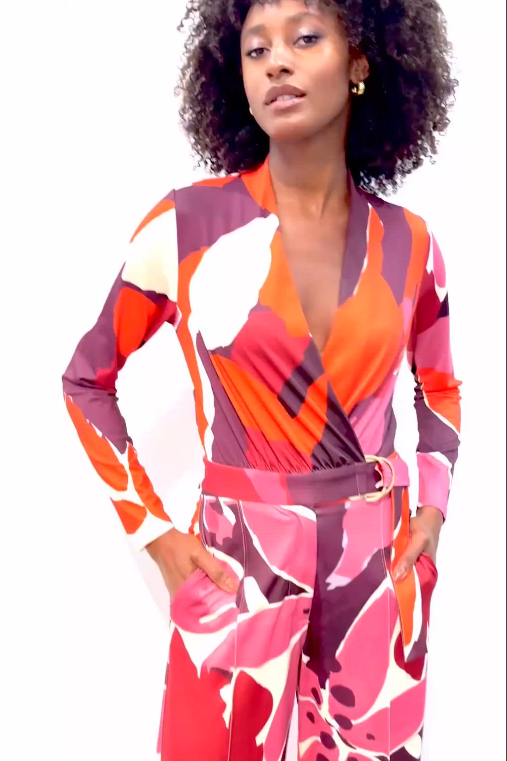 K-Design - Sarah Printed jumpsuit in rood en multi 5