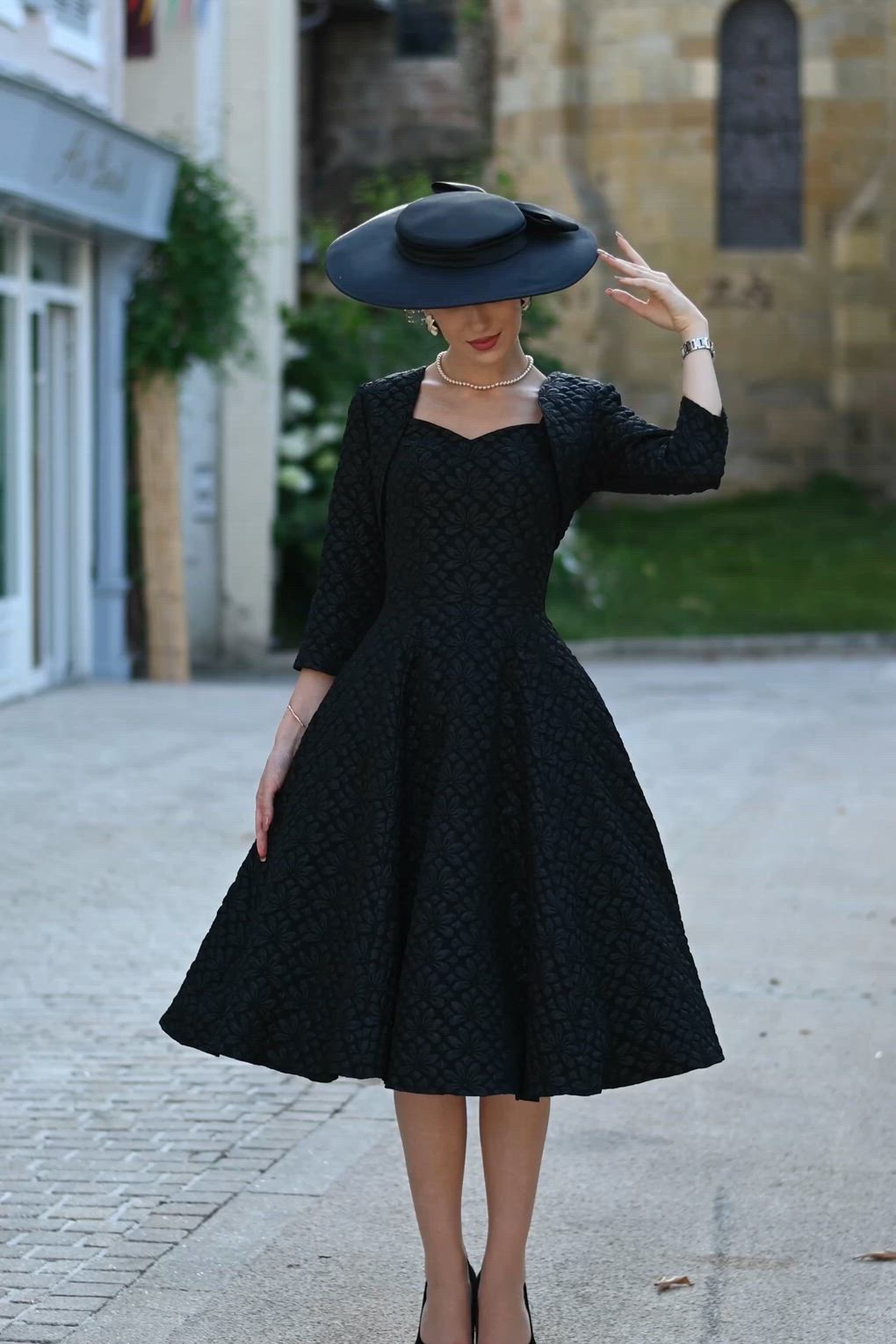 Hearts & Roses - Ramona swing jurk met bolero in zwart 2