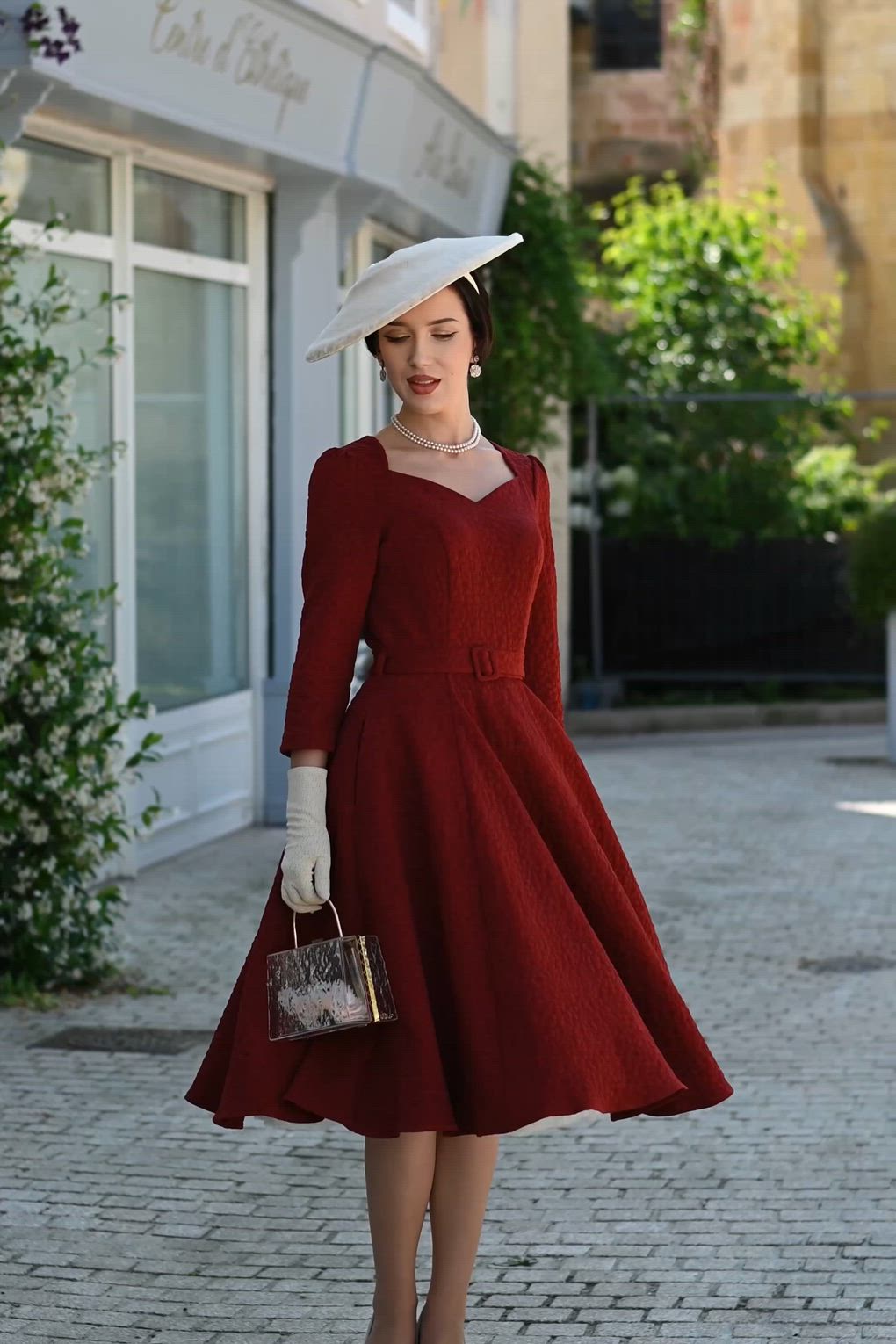 Hearts & Roses - Rustic Romance swing jurk in donker terracotta  2