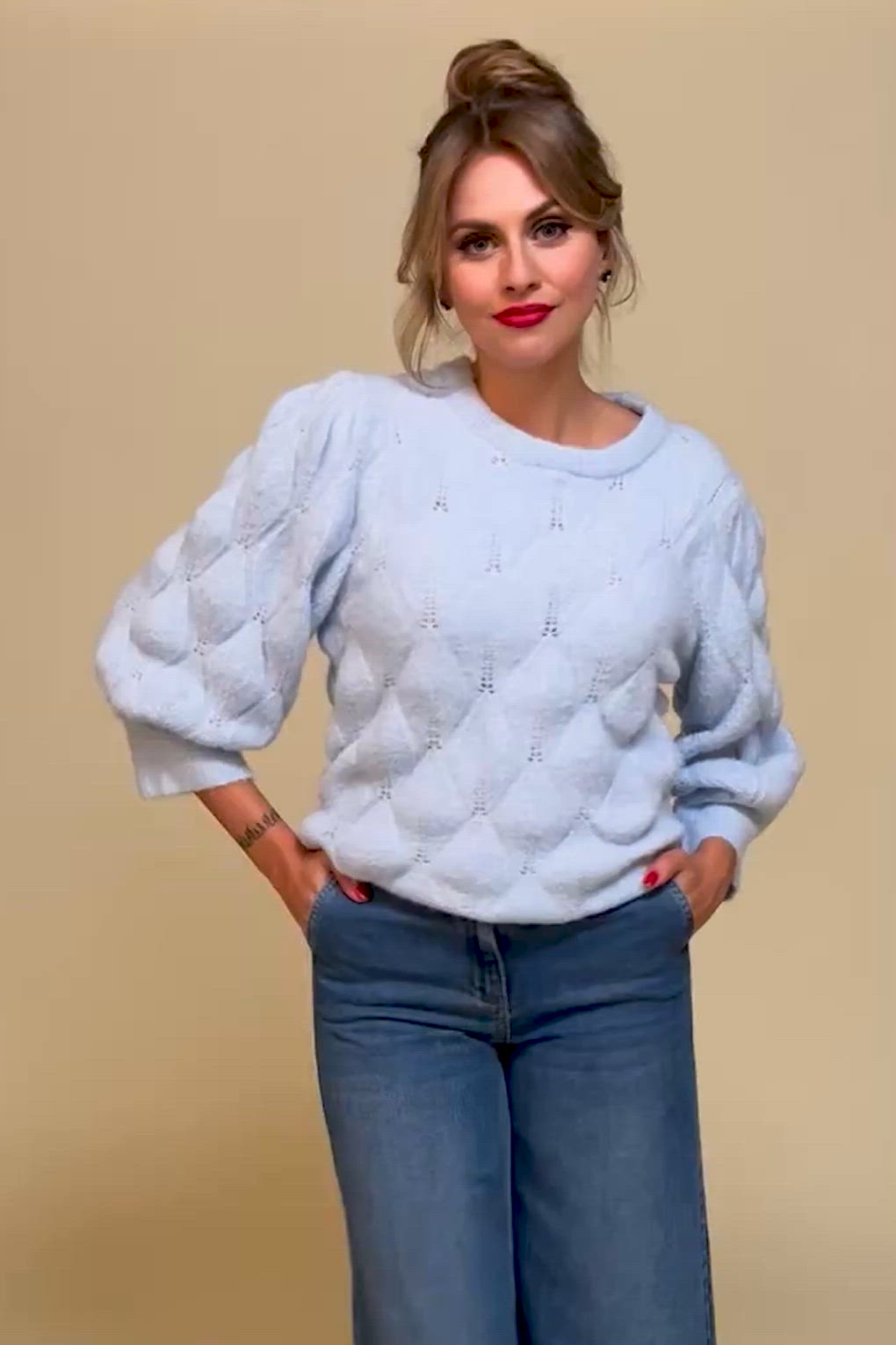 Smashed Lemon - Kyra gebreide sweater in lichtblauw 3
