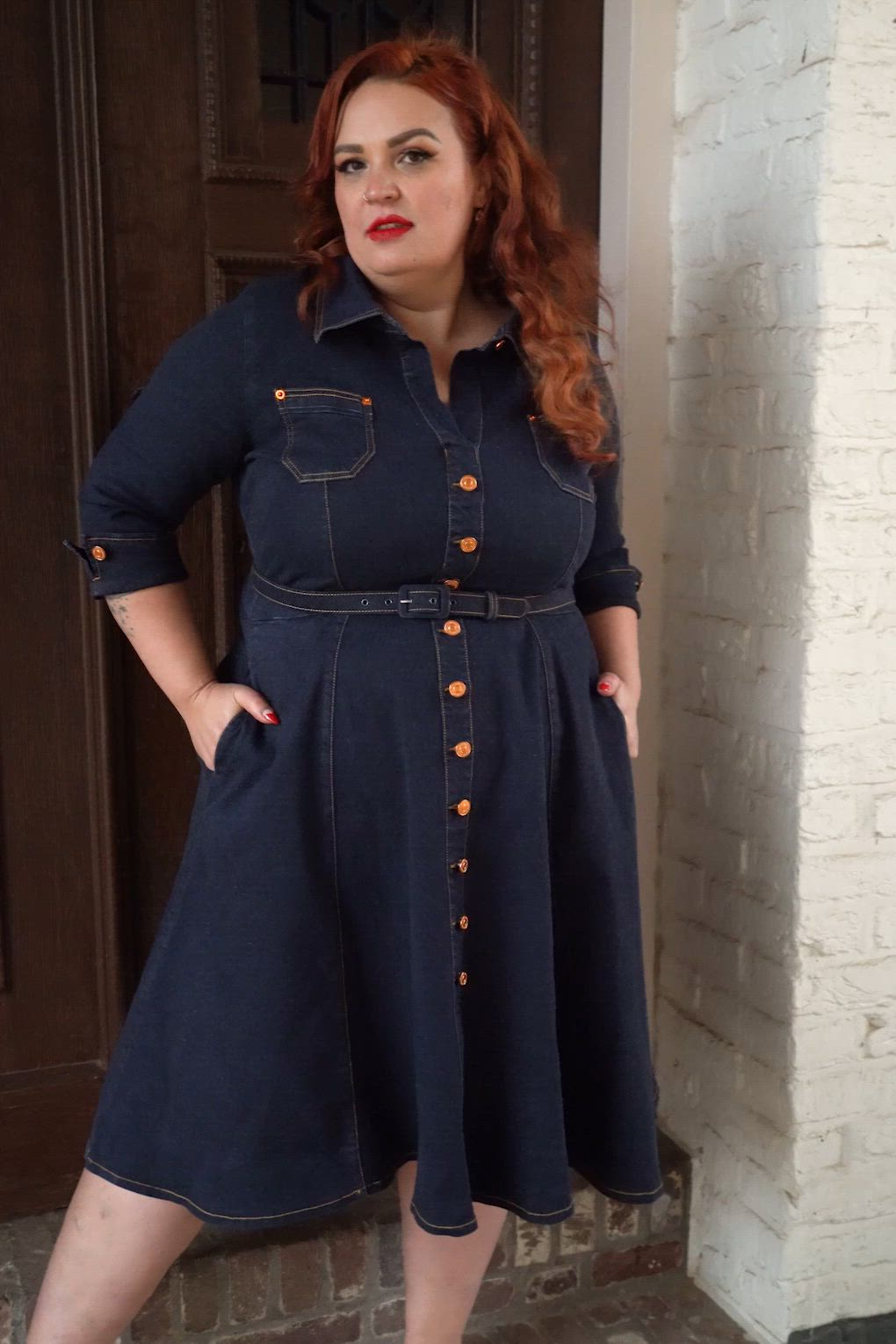 Rock-a-Booty - Topvintage exclusive ~ Gloria swing jurk in blauw 3