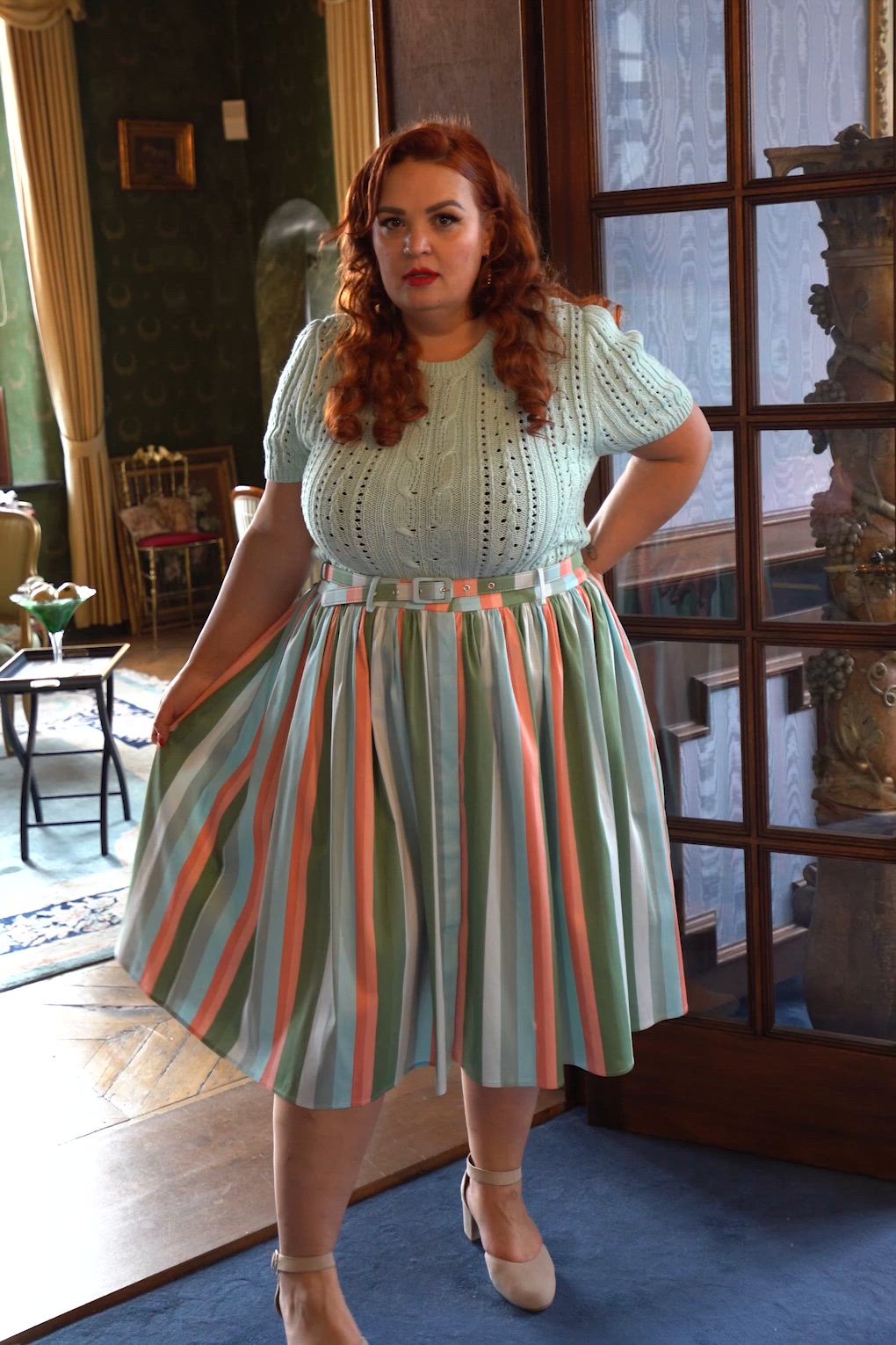 Banned Retro - Mila Lollipop Stripes swing rok in multi 3