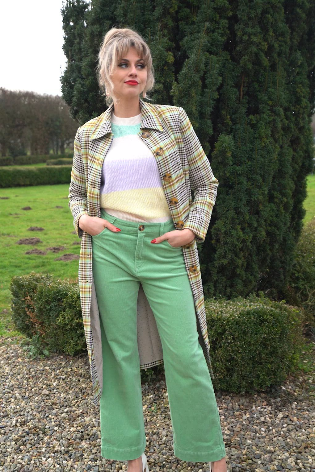 King Louie - Bob corduroy broek in Sprucestone mint 4