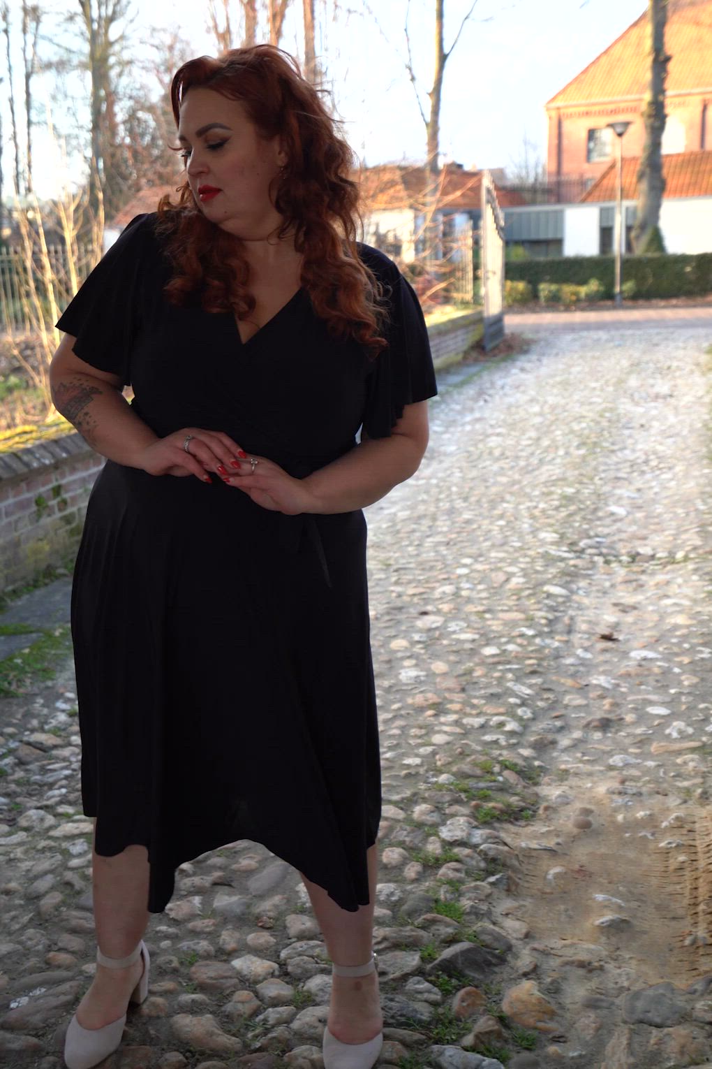 Vintage Chic for Topvintage - Topvintage exclusive ~ Irene overslag swing jurk in zwart 3