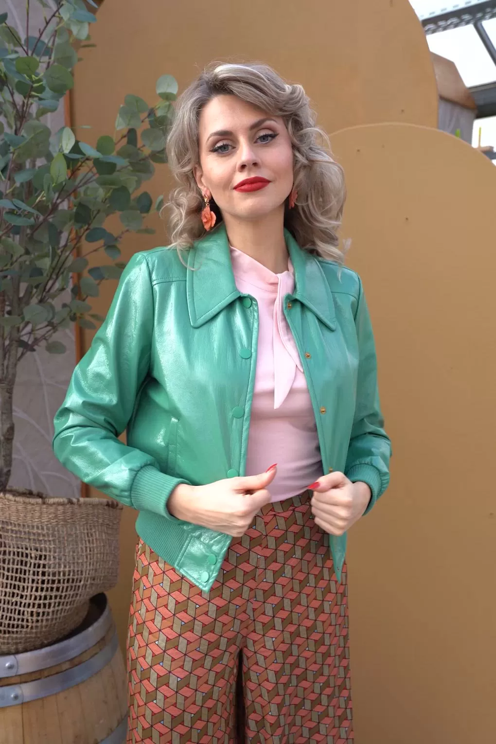 King Louie Isa Shine Jacket in Neptune Green | Topvintage