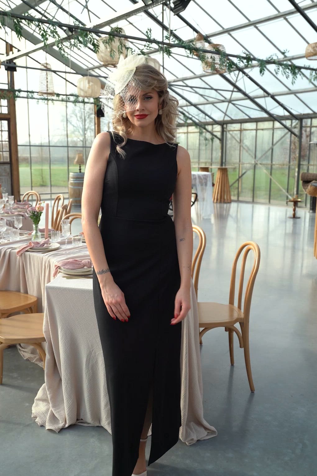 Vintage Chic for Topvintage - Topvintage exclusive ~ Teresa maxi jurk in zwart 3