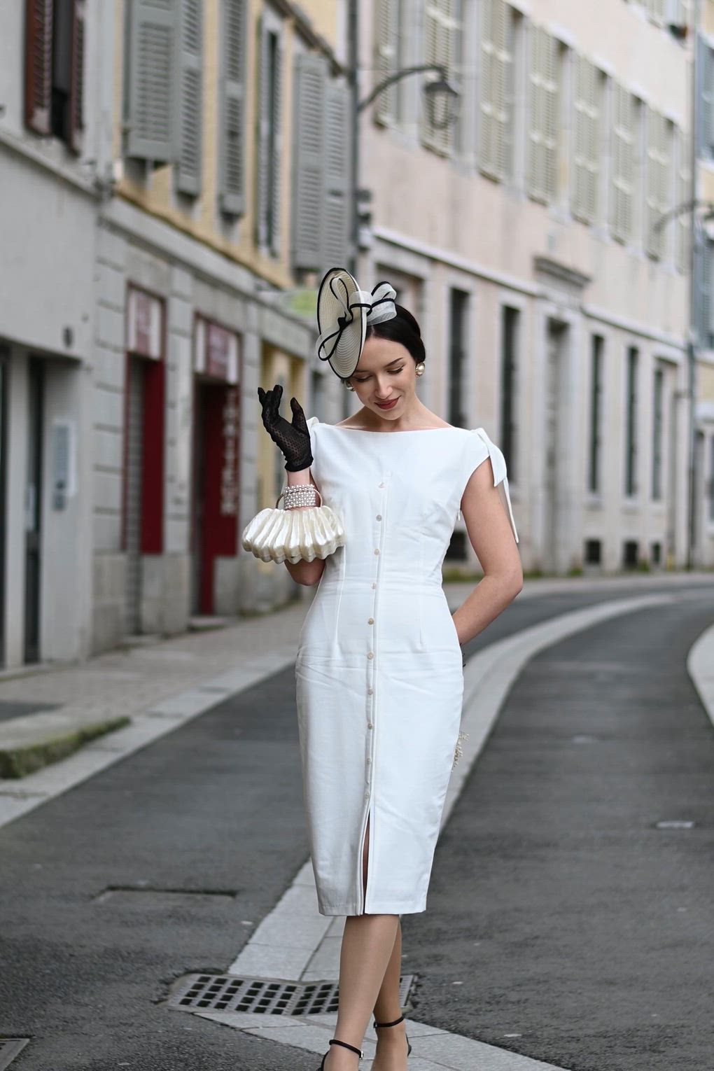 Vintage Diva  - Topvintage exclusive ~ Audrey pencil jurk in crème 3