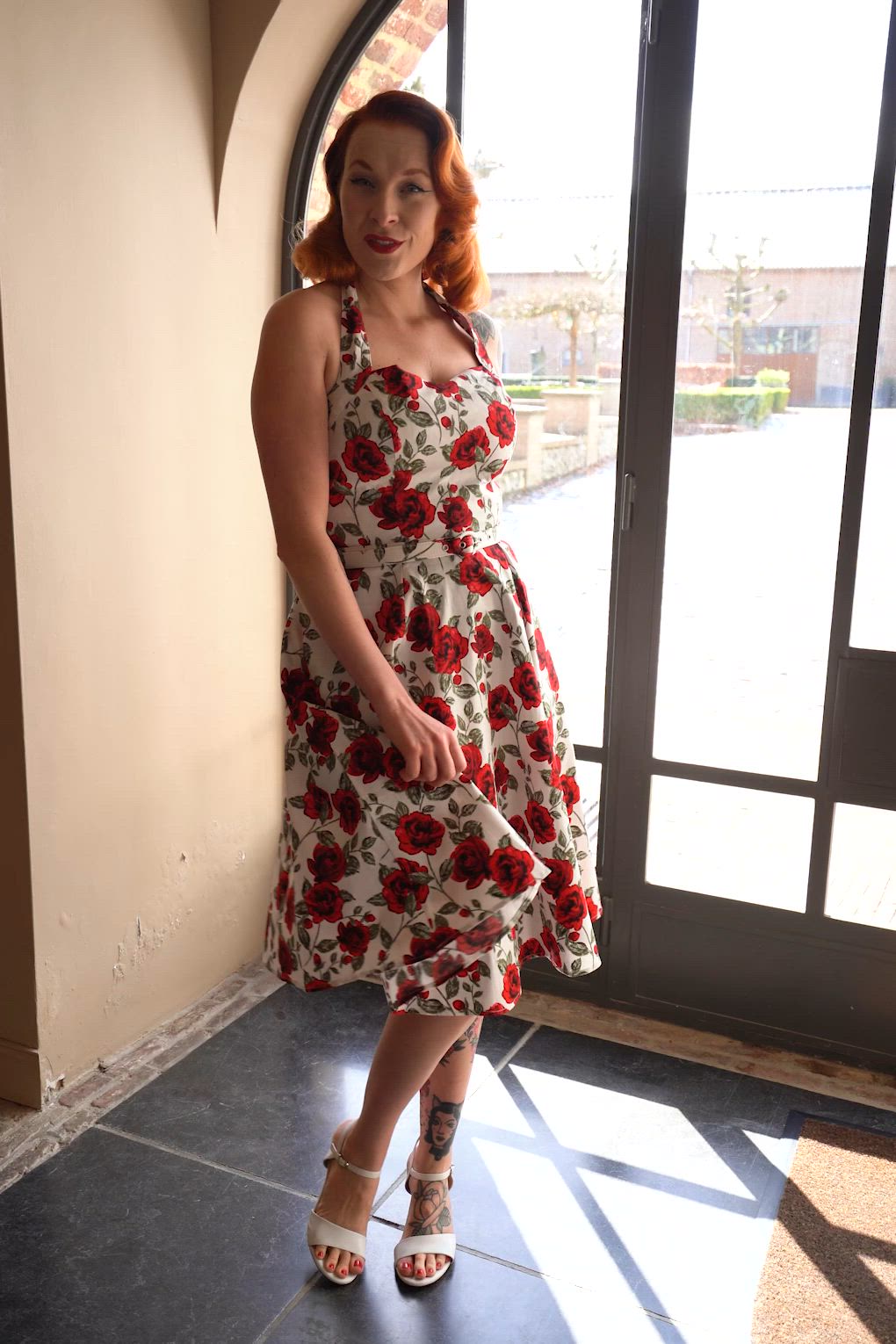 Topvintage Boutique Collection - Topvintage exclusive ~ Betty Rosetta swing jurk in wit 3