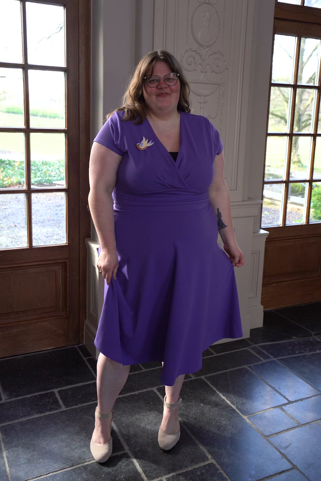 Vintage Chic for Topvintage - Topvintage exclusive ~ Esmeralda swing jurk in paars 2