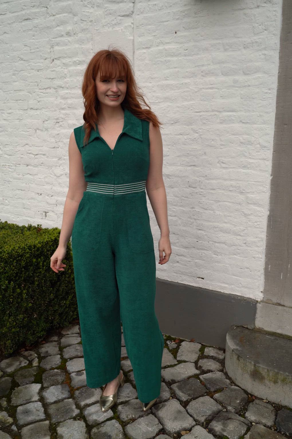 Mademoiselle YéYé - Funky Loop jumpsuit in regenwoud groen 3