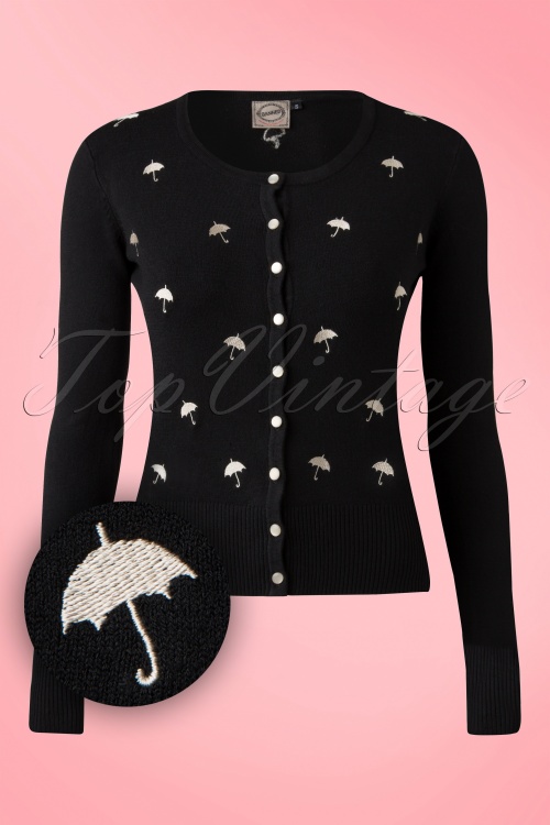 Banned Retro - Lolita-Regenschirm-Strickjacke in Schwarz