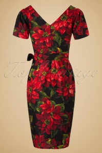Victory Parade - TopVintage Exclusive ~ 60s Rita Flowers Dress in Black and Red 6