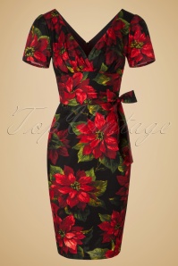 Victory Parade - TopVintage Exclusive ~ 60s Rita Flowers Dress in Black and Red 3