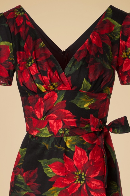 Victory Parade - TopVintage Exclusive ~ Rita Flowers Dress Années 60 en Noir et Rouge 4