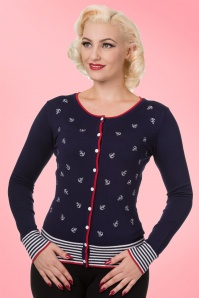 Banned Retro - 50s Close Call Cardigan in Navy 6
