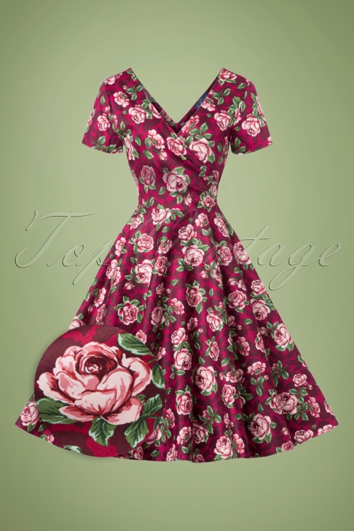 Collectif Clothing Maria Bloom Roses Swing Dress 102 27 20010 20161019 0020wv