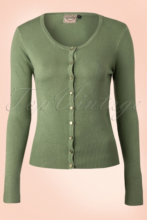 Banned Retro - Vintage Get Away Cardigan Années 1950 en Vert Vintage