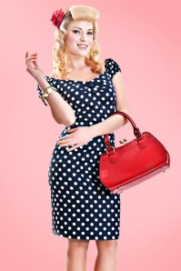 Collectif Clothing - 50s Dolores dress navy white polka dot