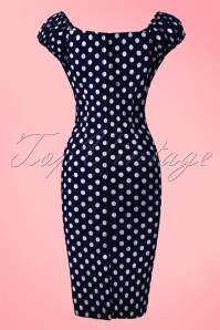Collectif Clothing - 50s Dolores dress navy white polka dot 4