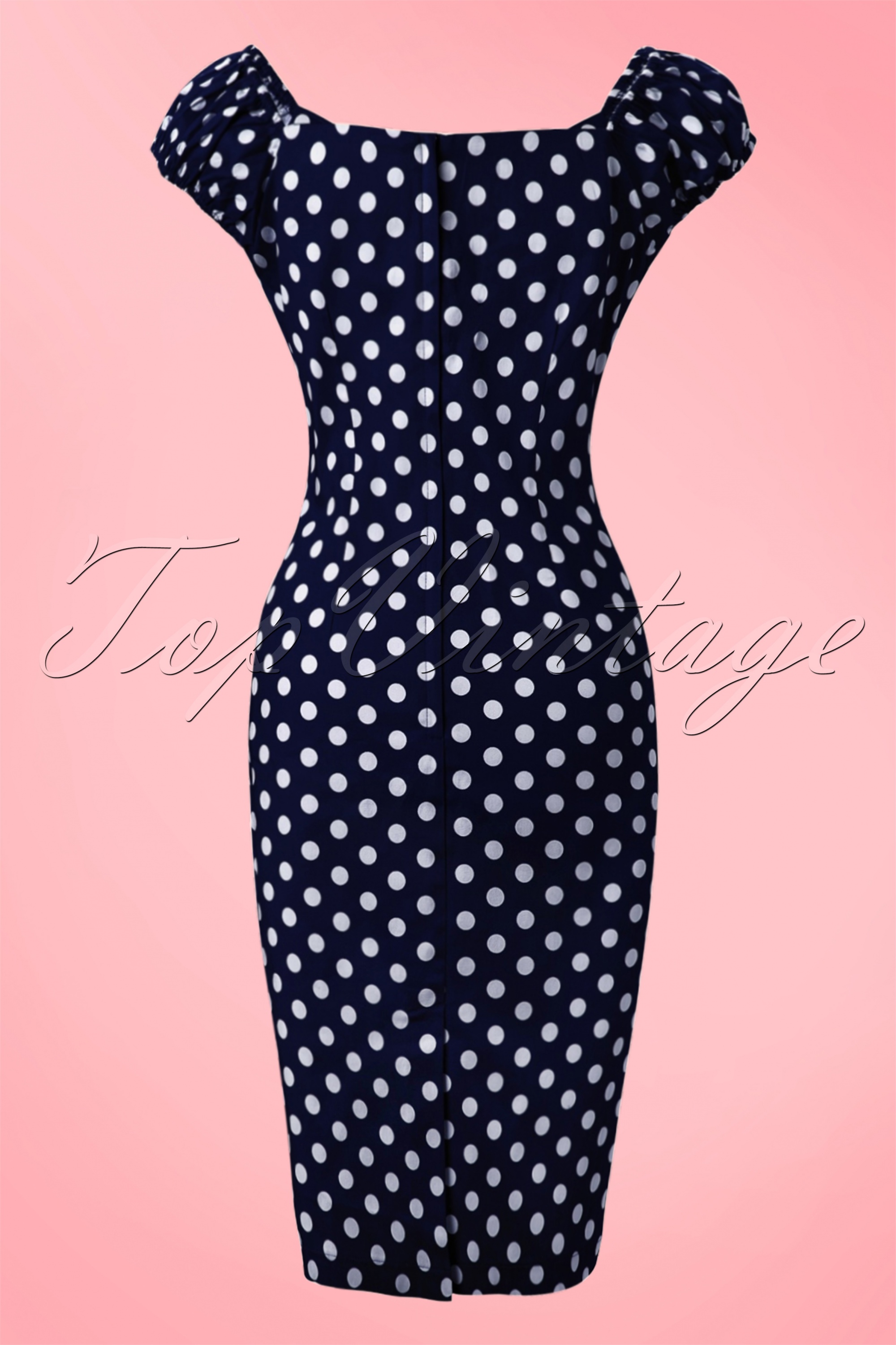 Collectif Clothing - Dolores jurk marine wit polkadot 4