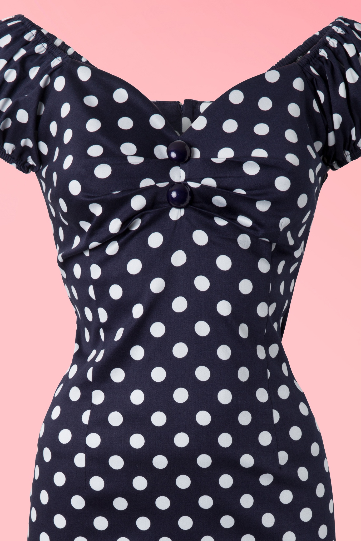 Collectif Clothing - Dolores jurk marine wit polkadot 3