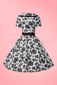 Bunny - 50s Honor Floral Swing Dress in Black and Ivory 8