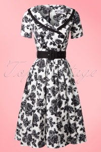 Bunny - 50s Honor Floral Swing Dress in Black and Ivory 4