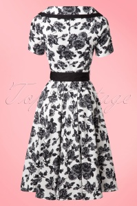 Bunny - 50s Honor Floral Swing Dress in Black and Ivory 7