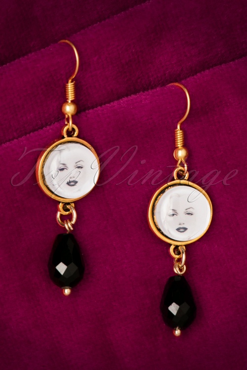 Marilyn's Sparkle - Marilyn Crystal Gold Plated Drop Earrings Années 50