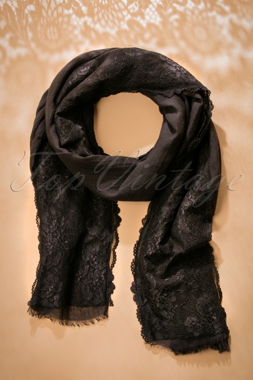 Amici - Rhinna kanten sjaal in zwart