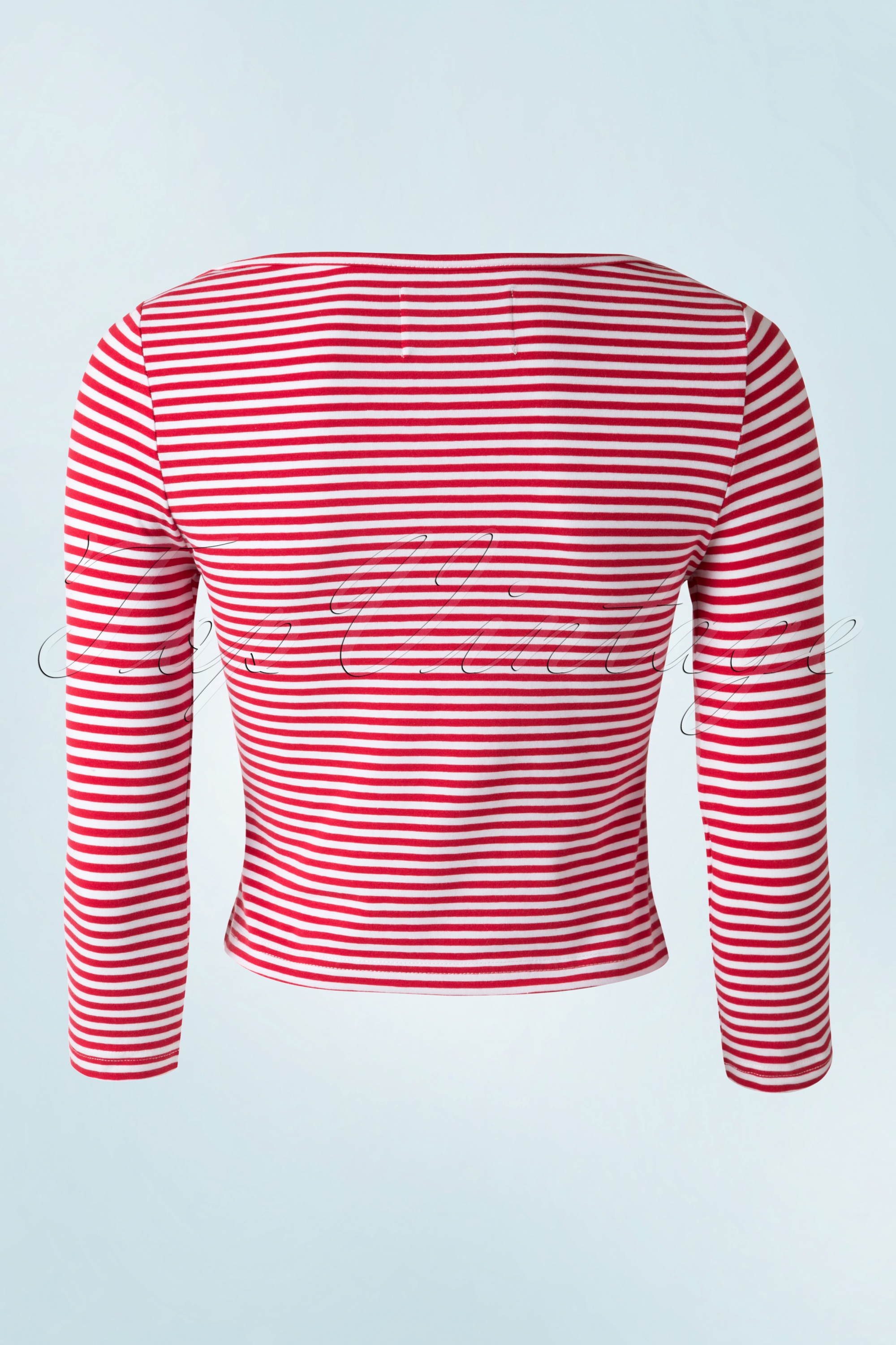 Collectif Clothing - Martina T-shirt met dunne strepen en boothals in rood 4