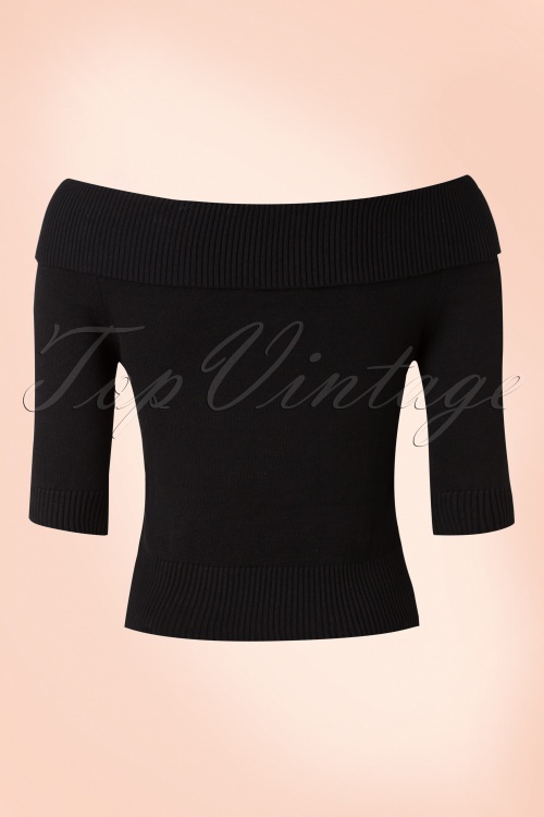Collectif Clothing - 50s Bridgette Knitted Top in Black 2