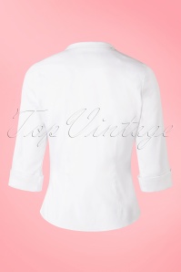 Collectif Clothing - Mona 3/4 Sleeve Blouse Années 1950 en Blanc 5