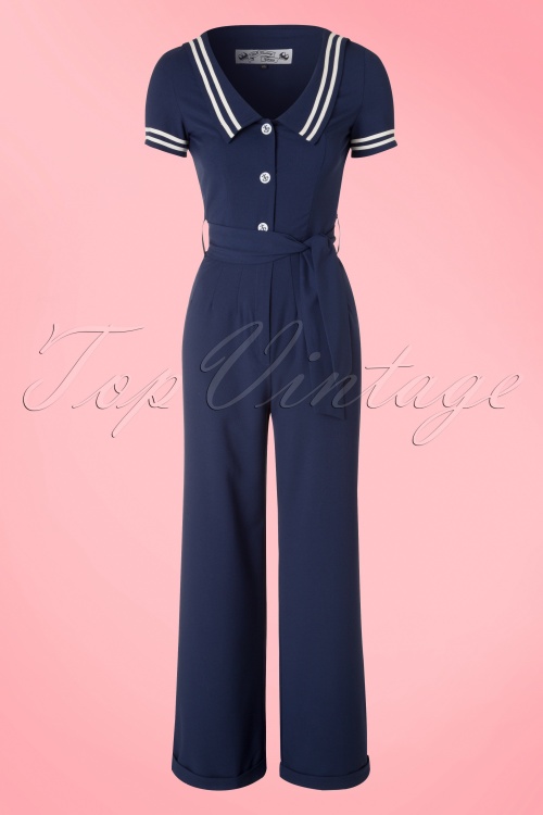 Bunny - 50s Ambleside Jumpsuit in Navy 2