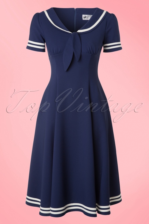 Bunny - Ambleside Swing Dress Années 50 en Bleu Marine 2