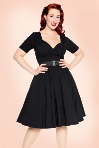 Collectif Clothing - 50s Trixie Doll Swing Dress in Black 7