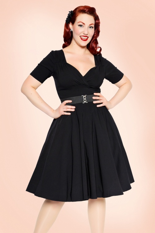 Collectif Clothing - Trixie Doll Swing Dress Années 50 en Noir 7