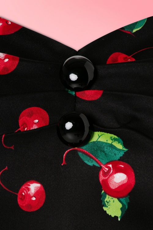 Collectif Clothing - Dolores Cherry Dress Années 50 en Noir 5
