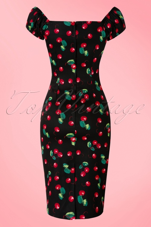 Collectif Clothing - 50s Dolores Cherry Dress in Black 6